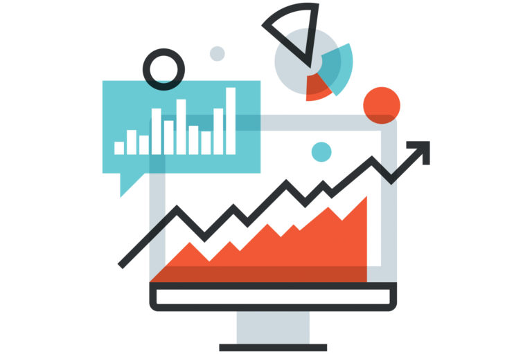 Vector illustration of analytics flat line design concept.